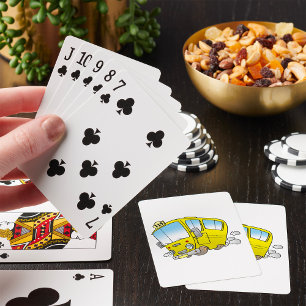 Cartoon Yellow Bus Playing Cards