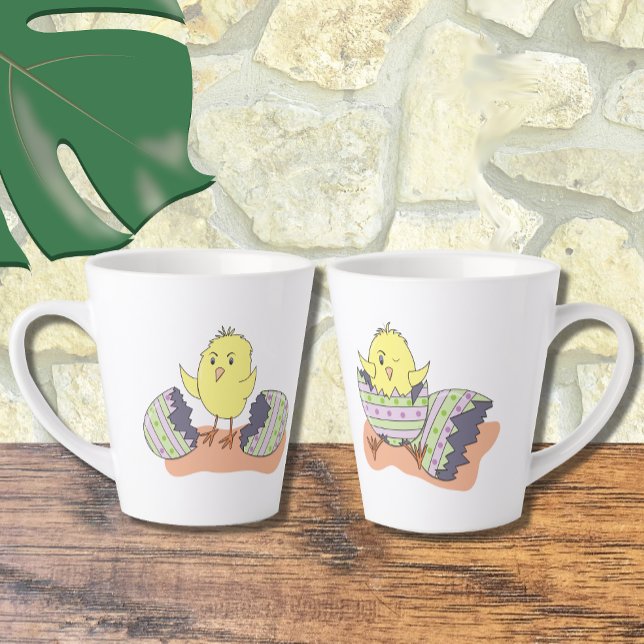 Cartoon Yellow Easter Chick Latte Mug (Creator Uploaded)
