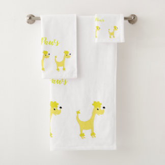 Cartoon yellow poodle Posh Paws Bath Towel Set