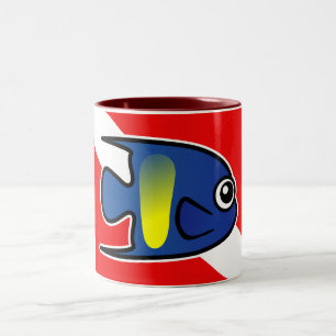 Cartoon Yellowbar Angelfish Dive Flag Two-Tone Coffee Mug