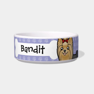 Cartoon Yorkshire Terrier (long hair with bow) Bowl