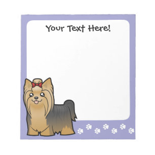 Cartoon Yorkshire Terrier (long hair with bow) Notepad