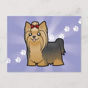 Cartoon Yorkshire Terrier (long hair with bow) Postcard