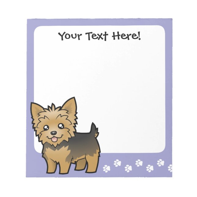 Cartoon Yorkshire Terrier (short hair no bow) Notepad (Front)
