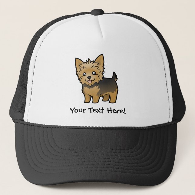 Cartoon Yorkshire Terrier (short hair no bow) Trucker Hat (Front)