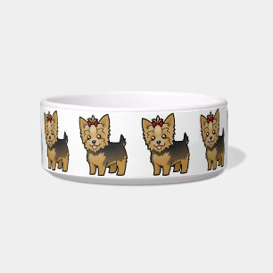 Cartoon Yorkshire Terrier (short hair with bow) Bowl