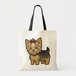 Cartoon Yorkshire Terrier (short hair with bow) Tote Bag