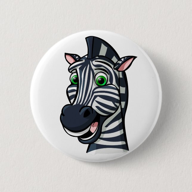 Cartoon Zebra 2 Inch Round Button (Front)