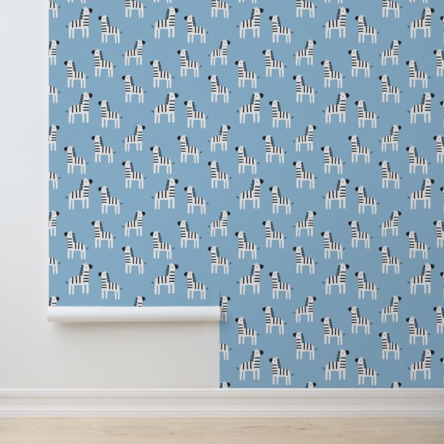 Cartoon Zebra with Blue Background For Kids Wallpaper (Application)