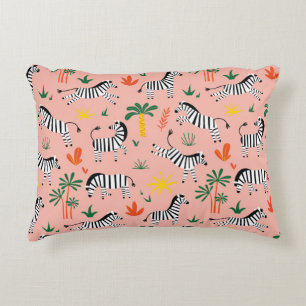 Cartoon Zebras Funny Seamless Pattern Accent Pillow