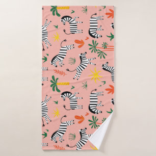 Cartoon Zebras Funny Seamless Pattern Bath Towel