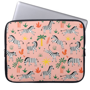 Cartoon Zebras Funny Seamless Pattern Laptop Sleeve