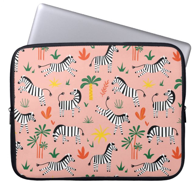 Cartoon Zebras Funny Seamless Pattern Laptop Sleeve (Front)
