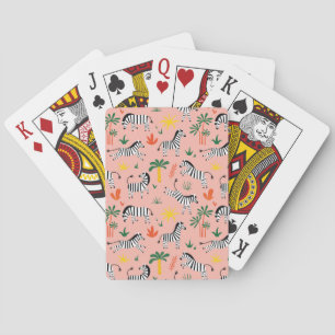 Cartoon Zebras Funny Seamless Pattern Playing Cards