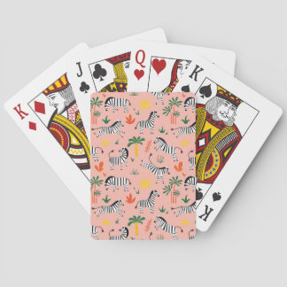 Cartoon Zebras Funny Seamless Pattern Playing Cards