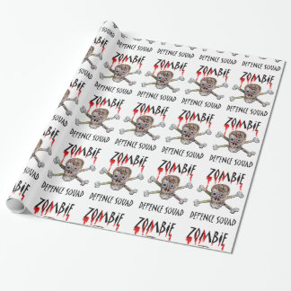 Cartoon Zombie Defence Squad skull crossbones gift Wrapping Paper