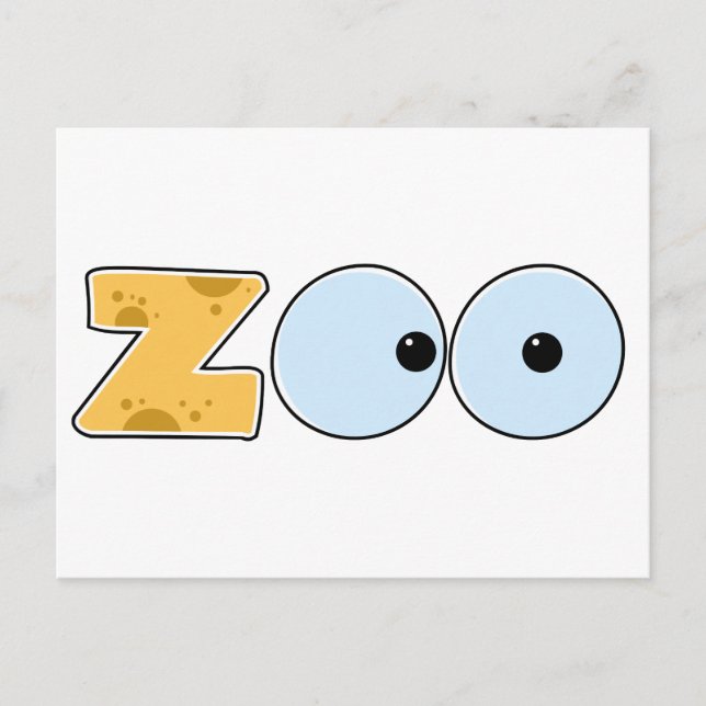 Cartoon ZOO Text Postcard (Front)