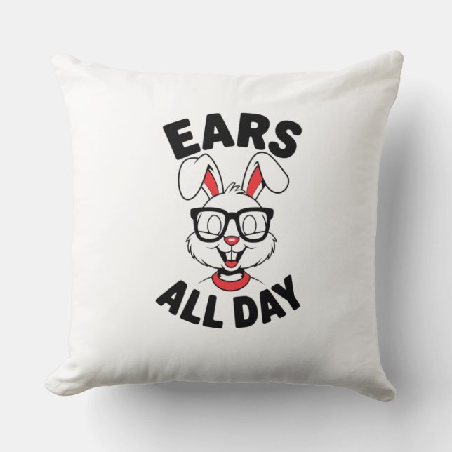 CartoonEarsAllDays Throw Pillow (Front)
