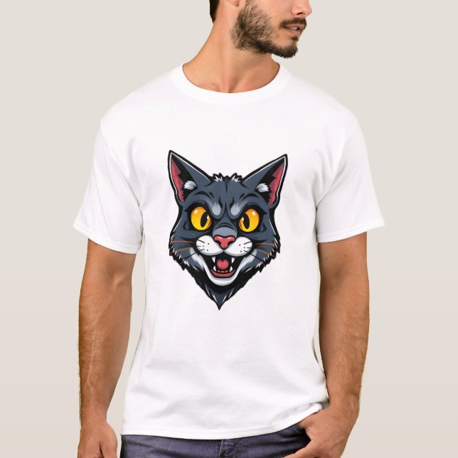 Cartoonish Cat T-Shirt Print Design (Front)