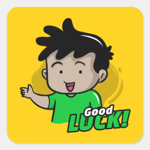Cartoonish Good Luck Square Sticker