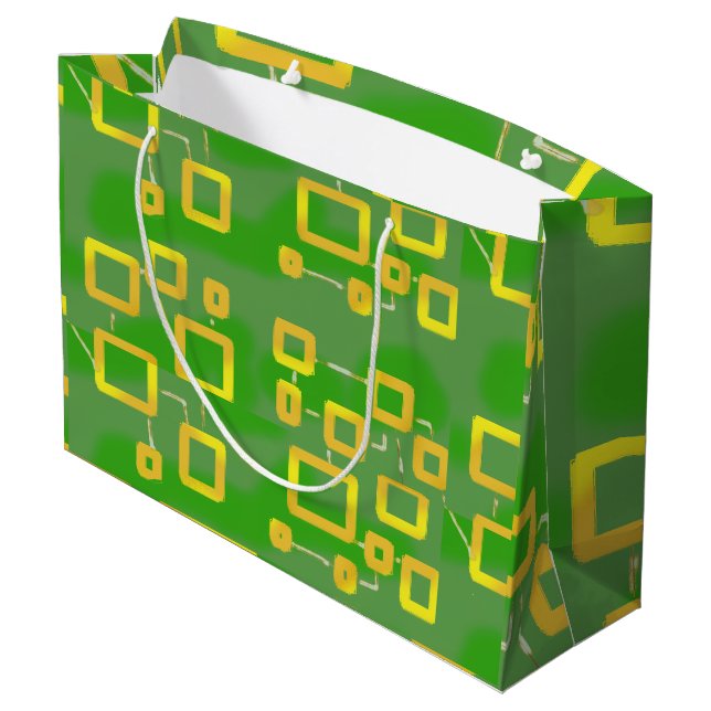Cartoonish Green Geometric Gift Bag (Back Angled)