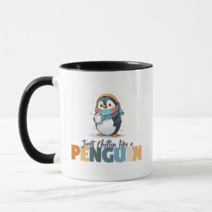 Cartoonish Style Just Chillin Like Penguin Coffee Mug