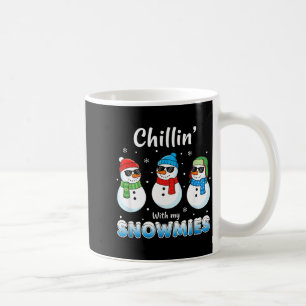 Cartoons Chillin' With My Snowmies, Funny Snowman Coffee Mug