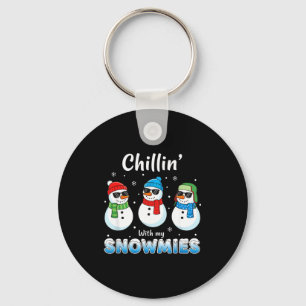 Cartoons Chillin' With My Snowmies, Funny Snowman  Keychain