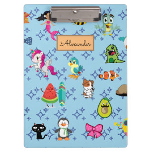 Cartoons sparkles cute blue kids cartoons clipboard