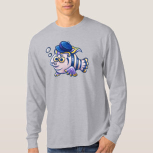 Cartoony French Fish with Beret  T-Shirt