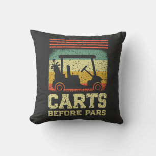 Carts Before Pars Funny Golf Throw Pillow
