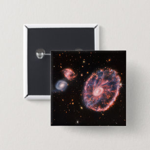 Cartwheel Galaxy, James Webb Space Telescope 2 Inch Square Button