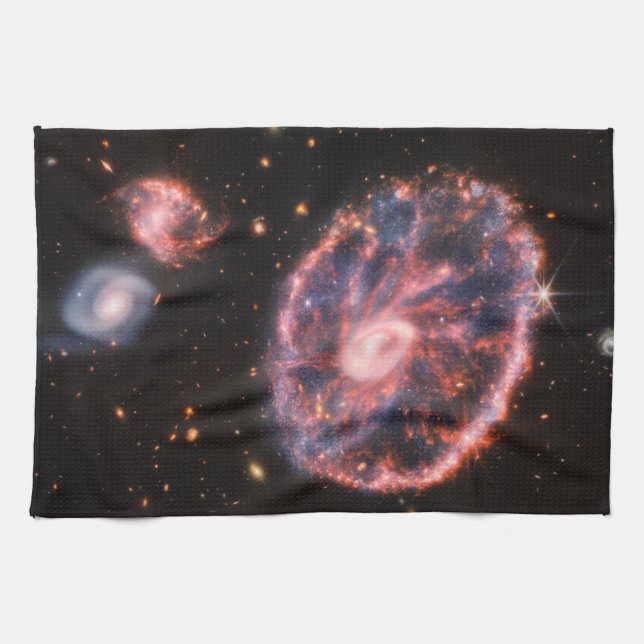 Cartwheel Galaxy, James Webb Space Telescope Kitchen Towel (Horizontal)