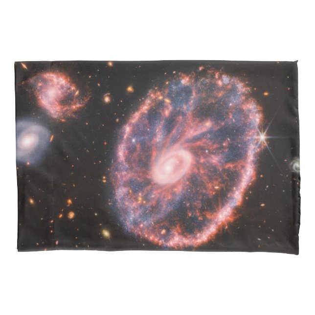Cartwheel Galaxy, James Webb Space Telescope Pillowcase (Front-Left)