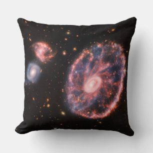 Cartwheel Galaxy, James Webb Space Telescope Throw Pillow