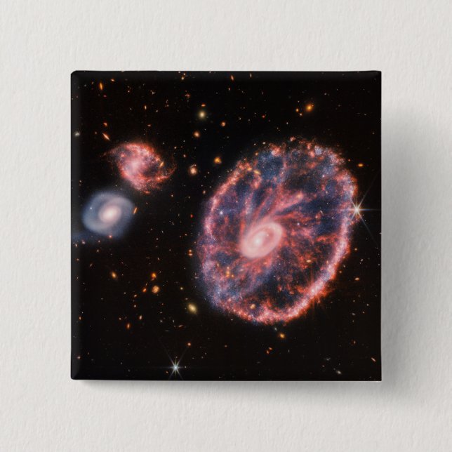 Cartwheel Galaxy JWST James Webb Space Telescope 2 Inch Square Button (Front)