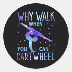 Cartwheel Gymnast Girl  Classic Round Sticker