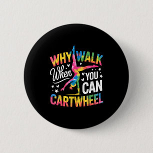 Cartwheel Gymnast Girl Tie Dye Gymnastic Girl Tumb 2 Inch Round Button