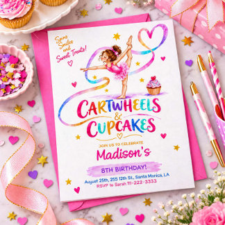 Cartwheels & Cupcakes Invitation de Gymnastique