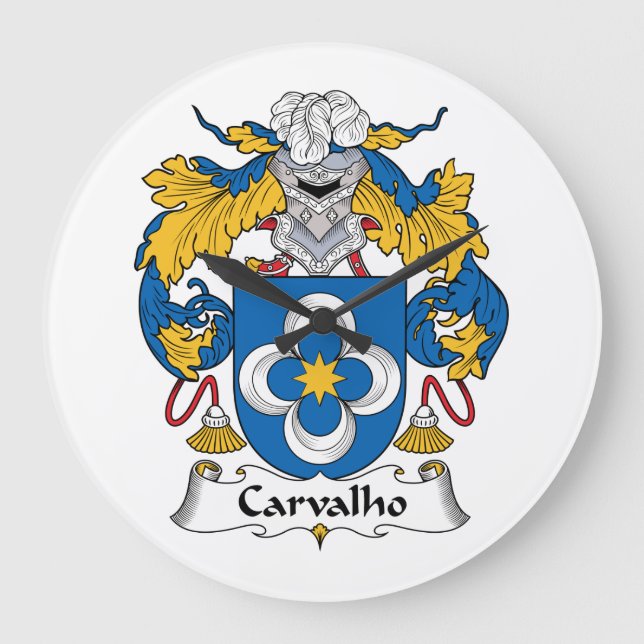 Carvalho Family Crest Large Clock (Front)
