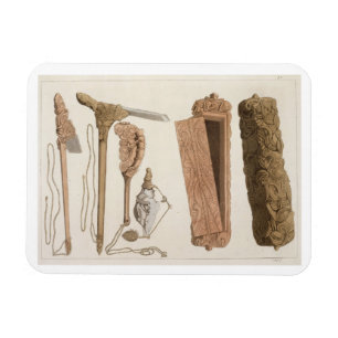 Carved and decorated Aboriginal tools, illustratio Magnet