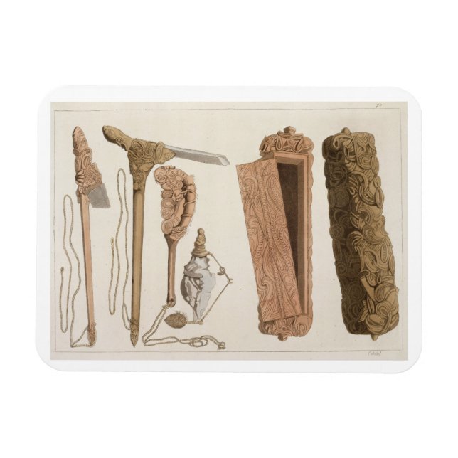 Carved and decorated Aboriginal tools, illustratio Magnet (Horizontal)