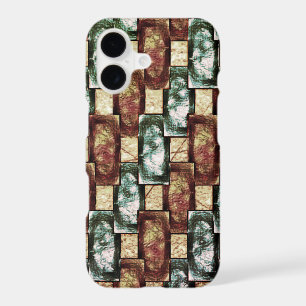 Carved and spotted brown green rectangular pieces
