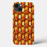 Carved and stained brown orange rectangular plates