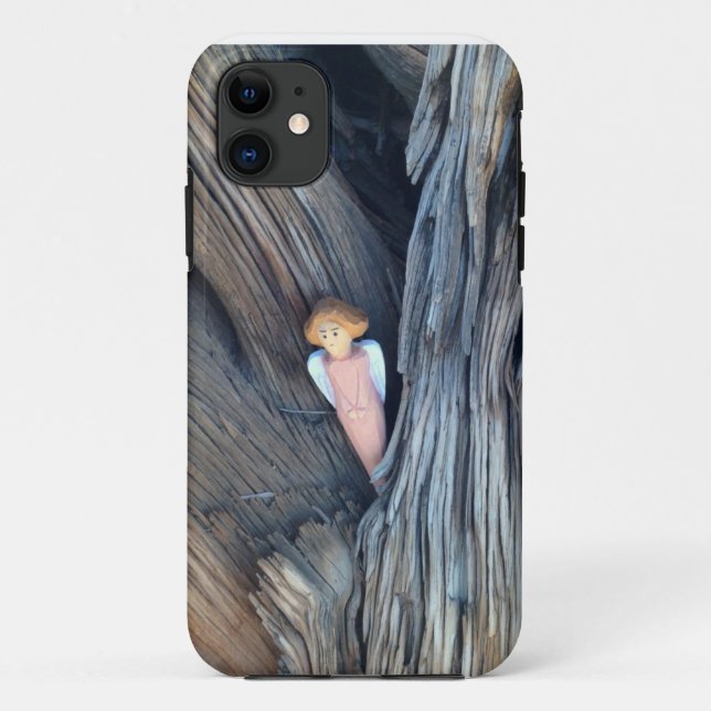 Carved angel in tree iphone case (Back)