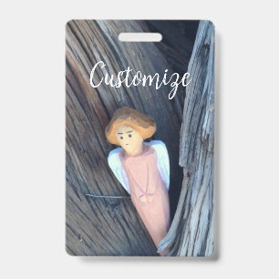Carved angel in tree Thunder Cove Badge
