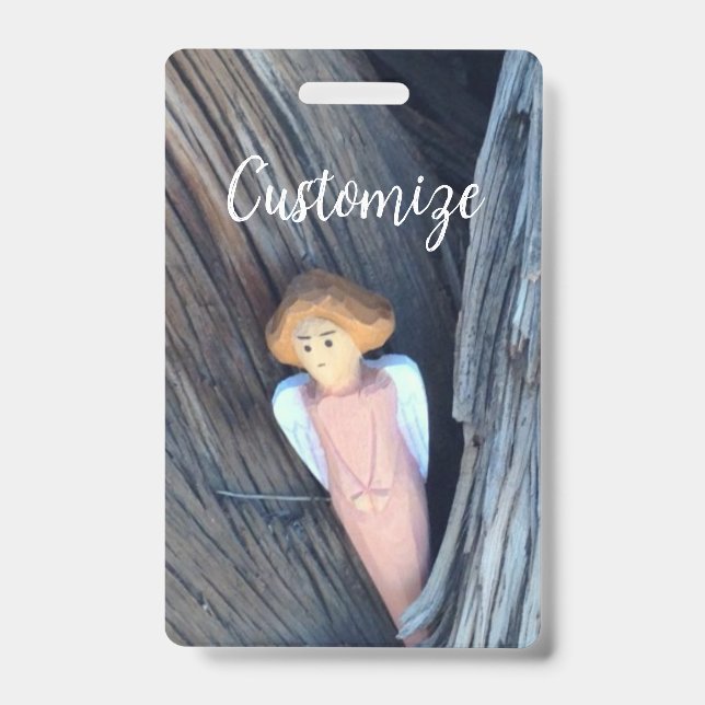 Carved angel in tree Thunder Cove Badge (Front)
