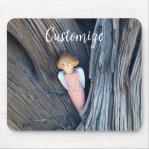 Carved angel in tree Thunder Cove Mouse Pad