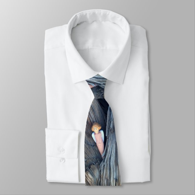 Carved angel in tree Thunder Cove Tie (Tied)