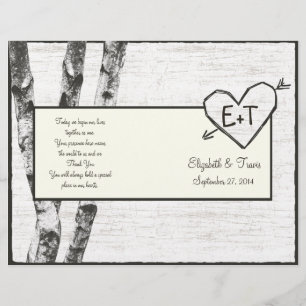 Carved Birch Tree Wedding Program